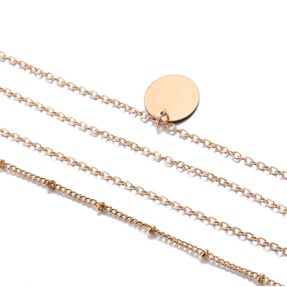 Boho Long Layered Round Circle Pendant Necklace - Picture 3 of 4